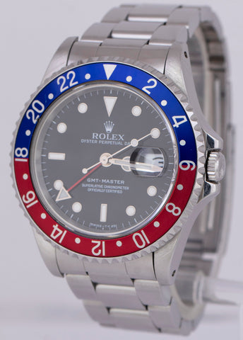 Rolex GMT-Master 40mm Blue Red PEPSI Black Stainless Steel Date Watch 16700