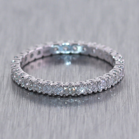 14k White Gold 0.75ctw Round Cut Diamond Eternity Band Ring