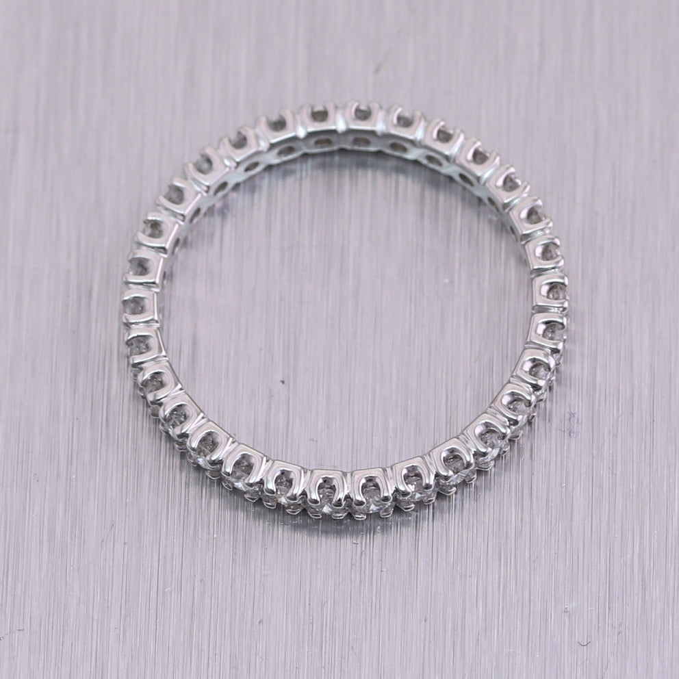 14k White Gold 0.75ctw Round Cut Diamond Eternity Band Ring