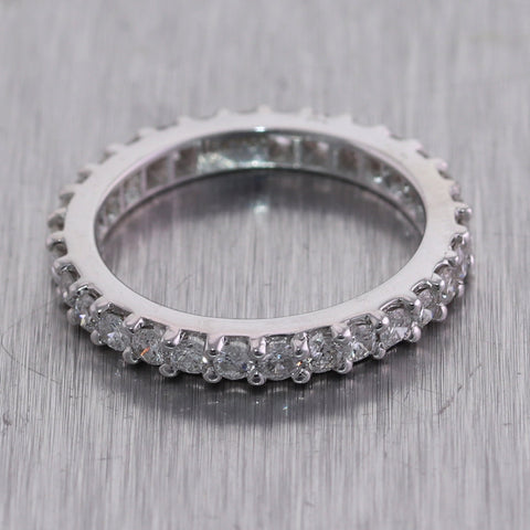 18k White Gold 1.25ctw Round Cut Diamond Eternity Band Ring