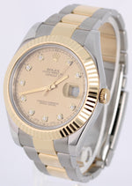 Rolex DateJust II Two-Tone 18k Gold Steel Champagne DIAMOND 41mm 116333 Watch