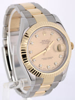 Rolex DateJust II Two-Tone 18k Gold Steel Champagne DIAMOND 41mm 116333 Watch