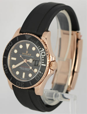 Rolex Yacht-Master 18k Rose Gold Oysterflex Black 37mm Automatic 268655 Watch