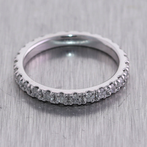 14k White Gold 1ctw Round Cut Diamond Eternity Band Ring