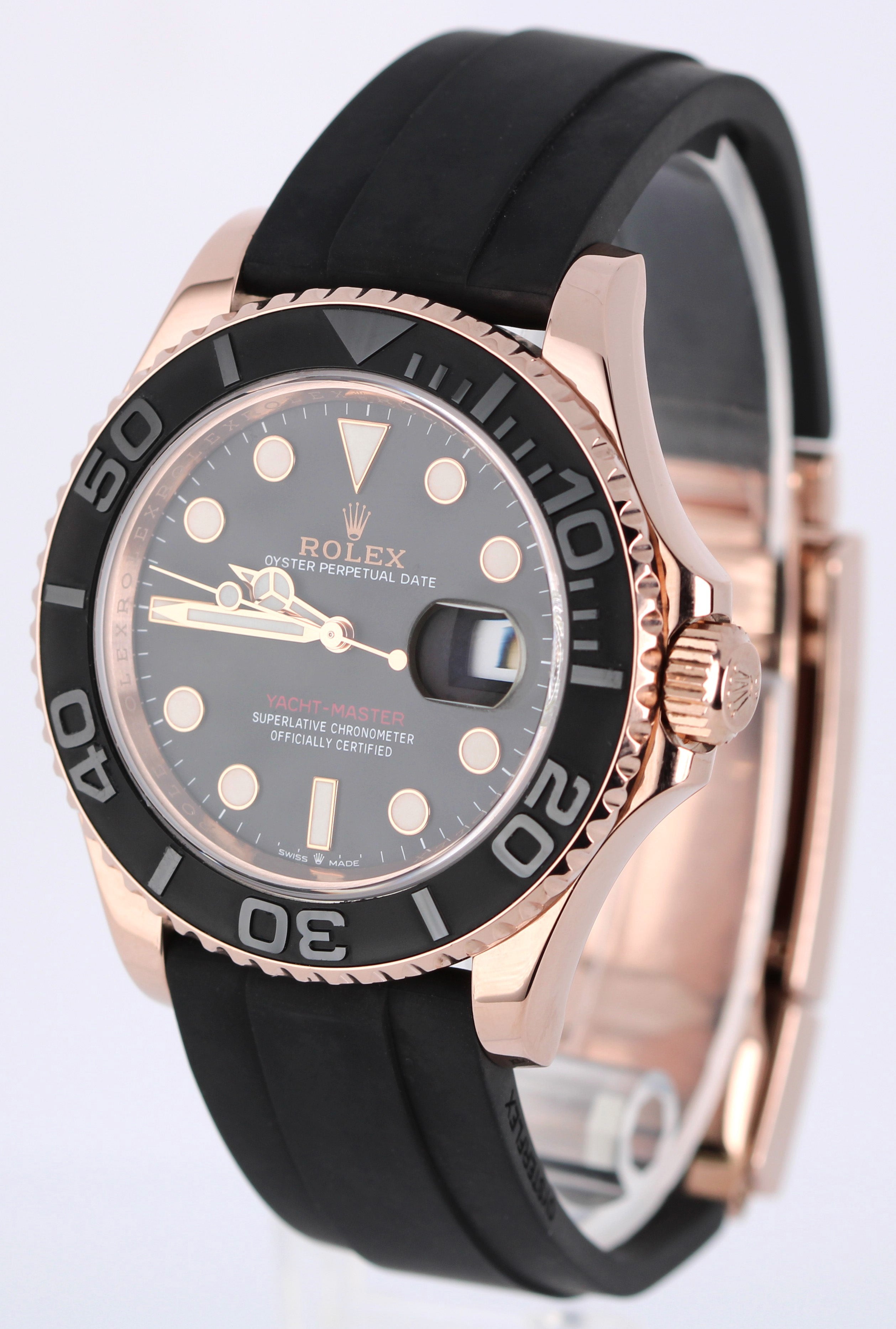 Rolex Yacht-Master 18K Everose Gold Oysterflex Black 40mm 126655 Watch