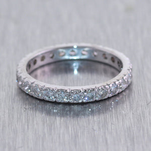 14k White Gold 1ctw Round Cut Diamond Eternity Band Ring