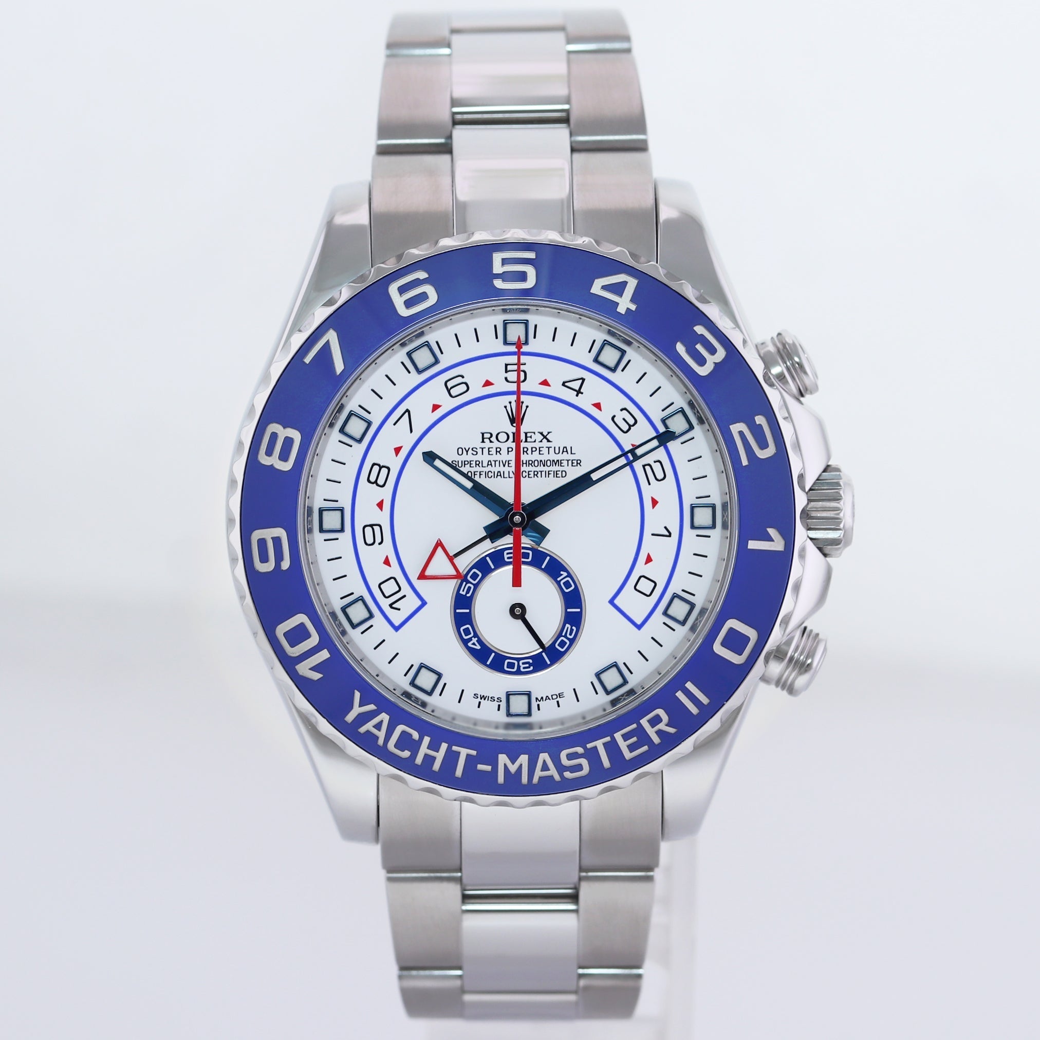 2015 MINT Rolex Yacht-Master II 44mm Steel White Blue Ceramic 116680 Watch Box