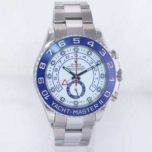 2015 MINT Rolex Yacht-Master II 44mm Steel White Blue Ceramic 116680 Watch Box