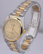 Rolex Oyster Perpetual Champagne Two-Tone 18K Yellow Gold Steel 34mm 14203 Watch