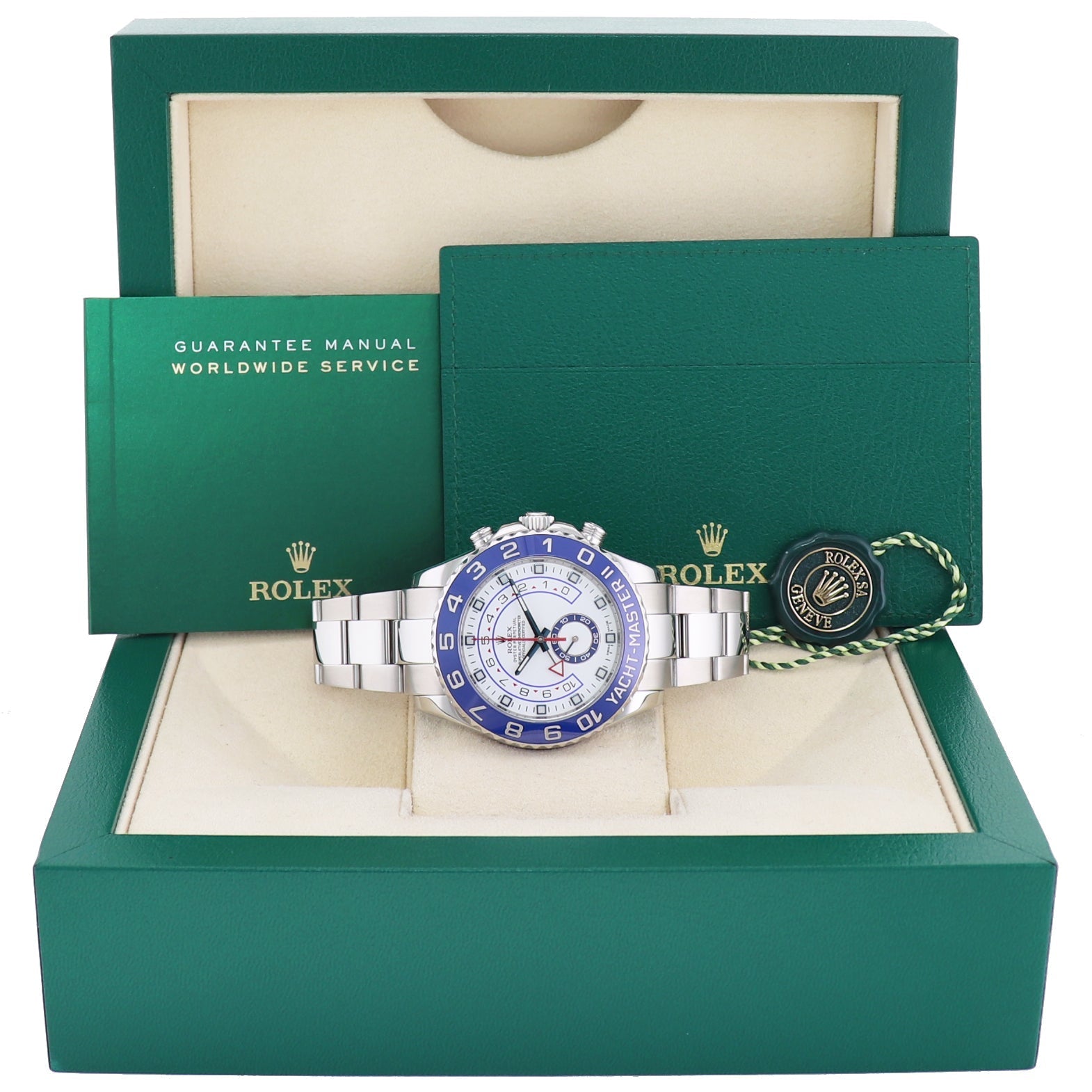 2015 MINT Rolex Yacht-Master II 44mm Steel White Blue Ceramic 116680 Watch Box