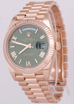 Rolex Day-Date President 18K Rose Gold OLIVE GREEN 40mm 228235 Watch BOX