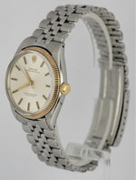 VINTAGE Rolex Oyster Perpetual Stainless Silver Dial 34mm 18k Fluted 6564 Watch