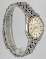 VINTAGE Rolex Oyster Perpetual Stainless Silver Dial 34mm 18k Fluted 6564 Watch