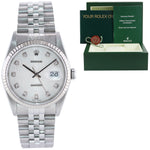 2002 MINT Rolex DateJust 16234 Silver Diamond Anniversary Jubilee Gold Fluted Watch