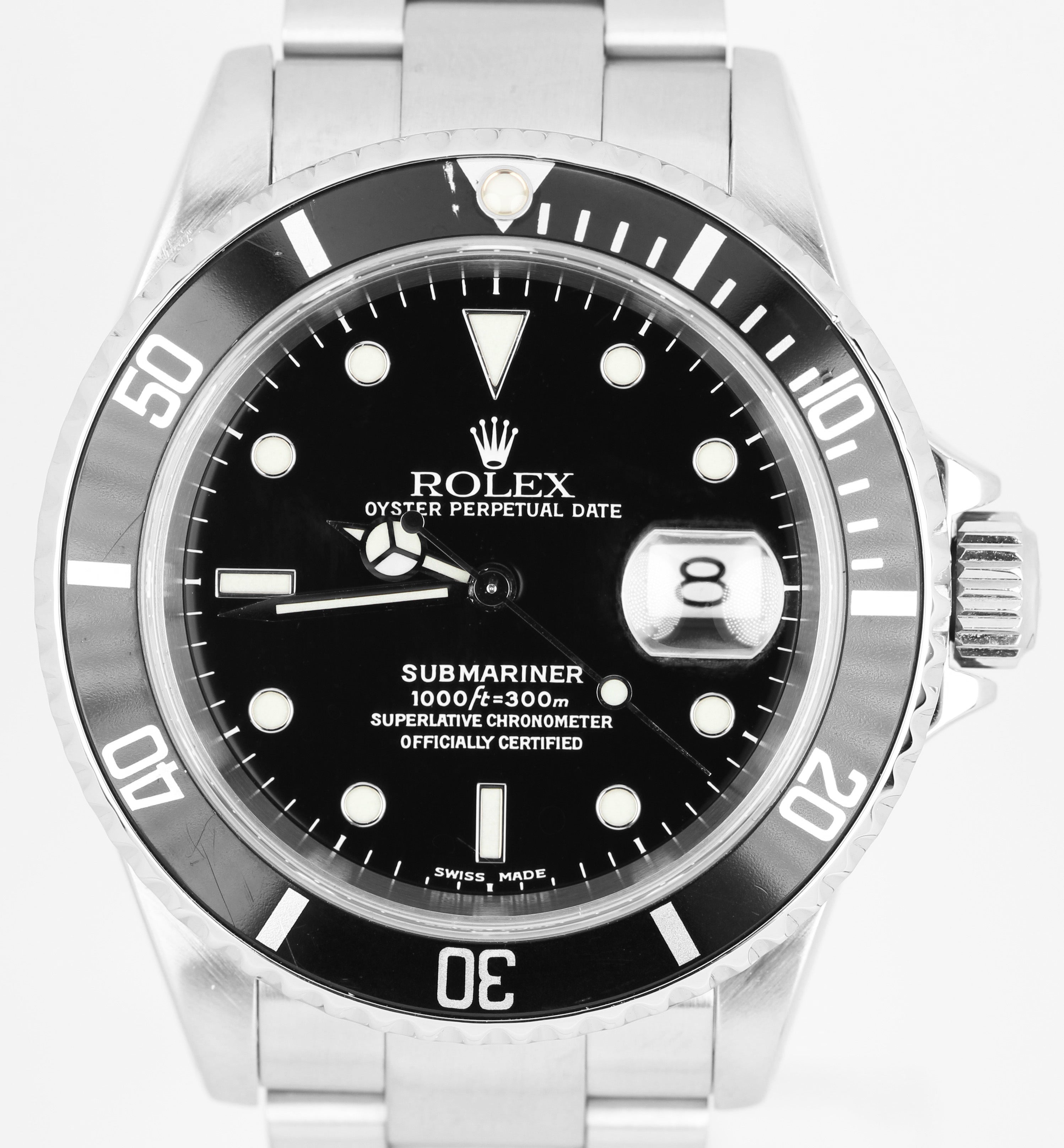 Rolex Submariner Date Stainless Steel Automatic Oyster Black 40mm 16610 Watch