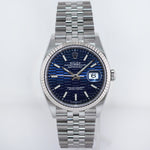 2023 NEW Rolex DateJust 126234 Blue Stick Motif Steel Jubilee White Gold 36mm Watch