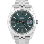 2024 NEW PAPERS Rolex DateJust 41 MINT GREEN JUBILEE Stainless Watch 126300 BOX