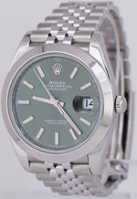 2024 NEW PAPERS Rolex DateJust 41 MINT GREEN JUBILEE Stainless Watch 126300 BOX