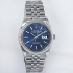 2023 NEW Rolex DateJust 36mm Blue Stick Motif 126234 Steel Jubilee White Gold Watch Box