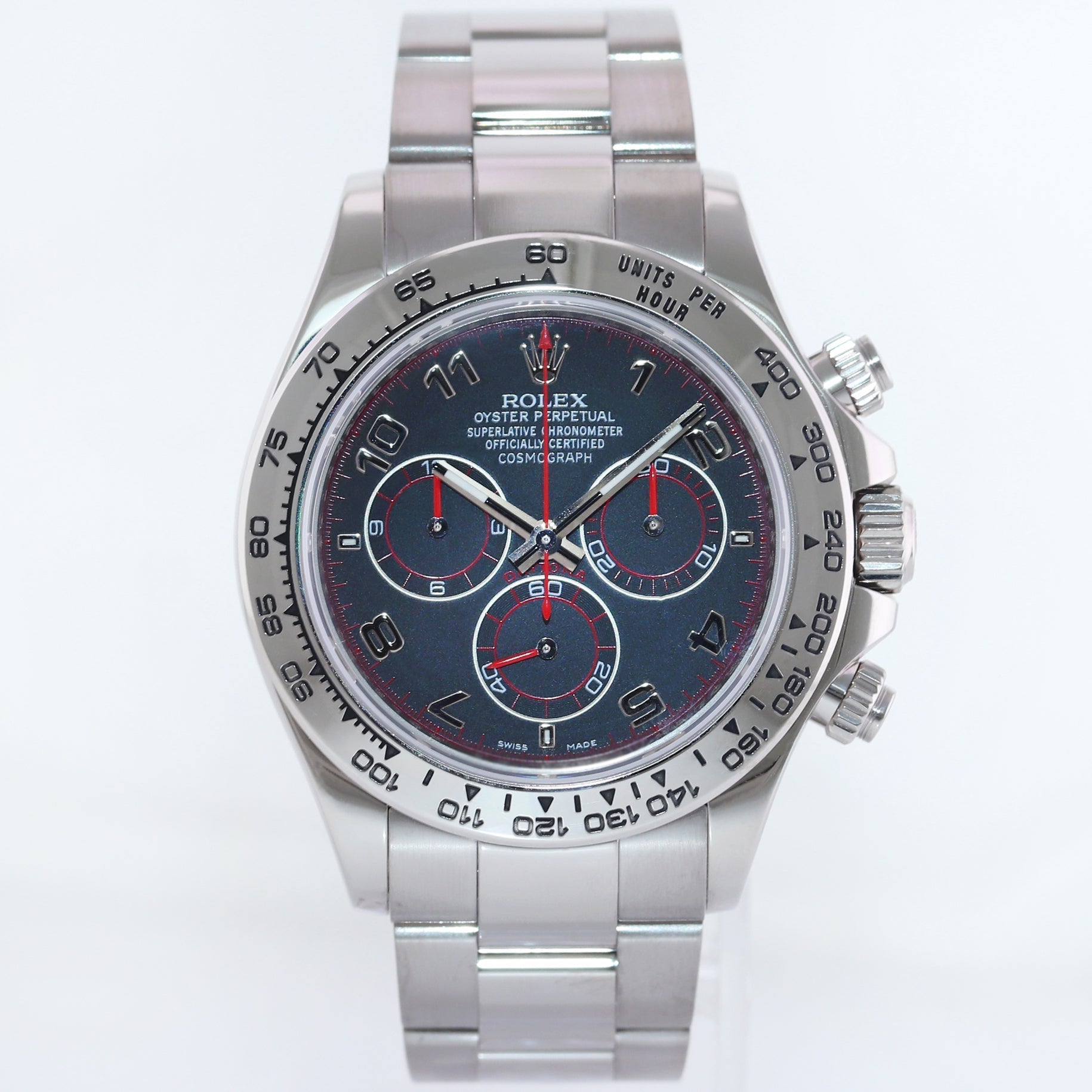 MINT Rolex Daytona Racing Dial Red Hands 116509 Cosmograph White Gold Watch