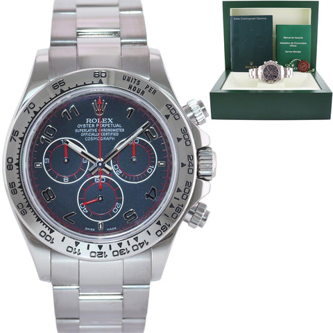 MINT Rolex Daytona Racing Dial Red Hands 116509 Cosmograph White Gold Watch