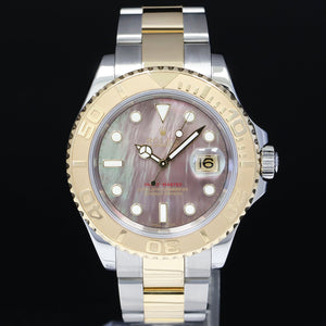 2007 MINT Rolex Yacht-Master 16623 Dark Mother of Pearl Two Tone Yellow Gold Watch