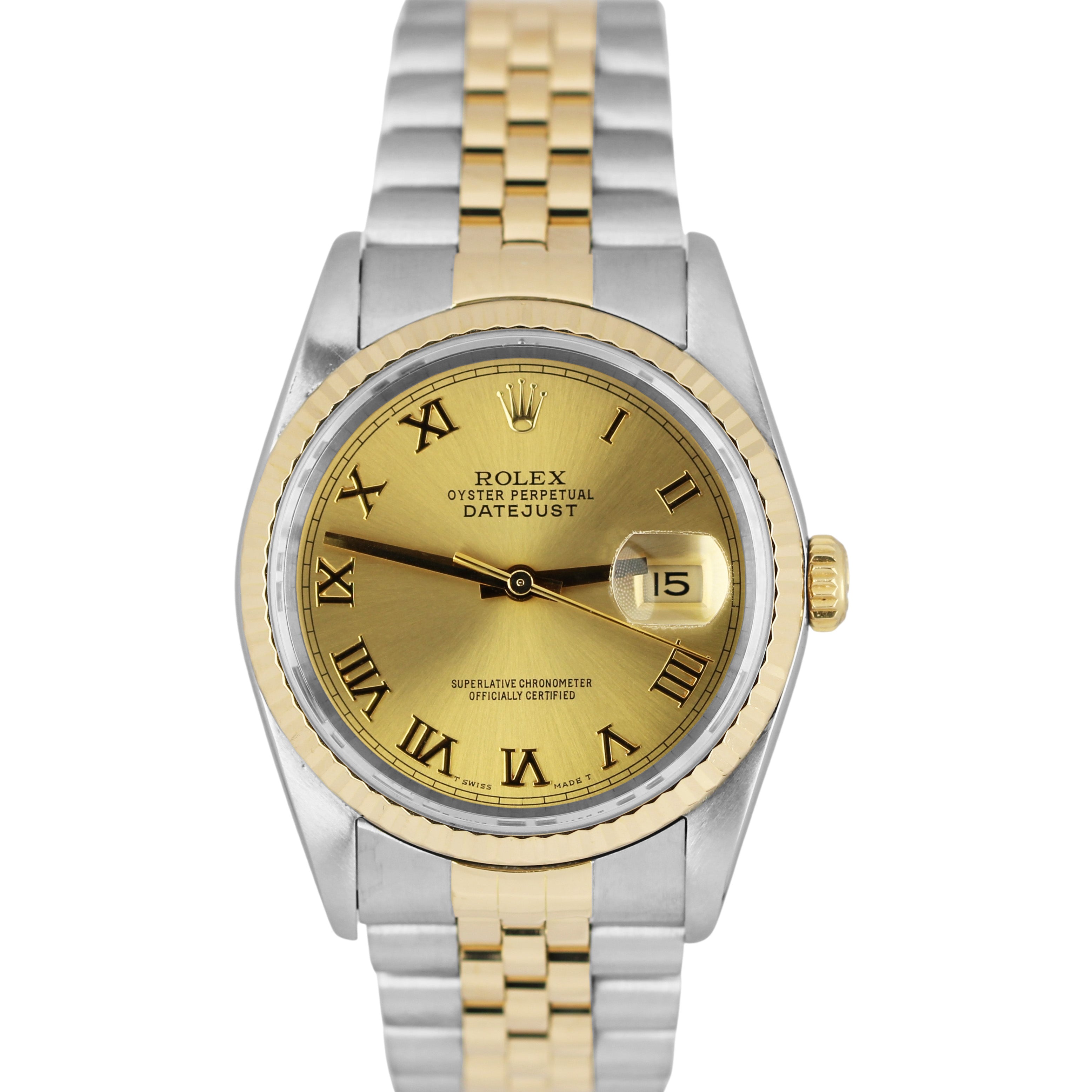 Rolex Datejust 16233 Steel And Yellow Gold Aftermarket Black