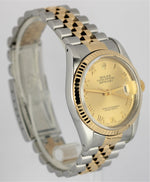 Rolex DateJust Two-Tone 18K Yellow Gold Steel Roman Champagne 36mm 16233 Watch