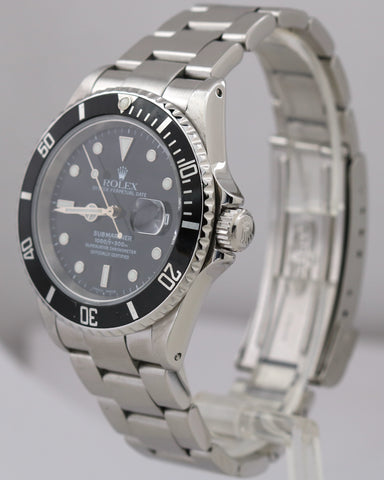 Rolex Submariner Date Black Stainless Steel Oyster SEL K 40mm 16610 Watch