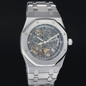 Mint Audemars Piguet Royal Oak Open Work Skeleton 39mm Steel 15305ST Watch Box