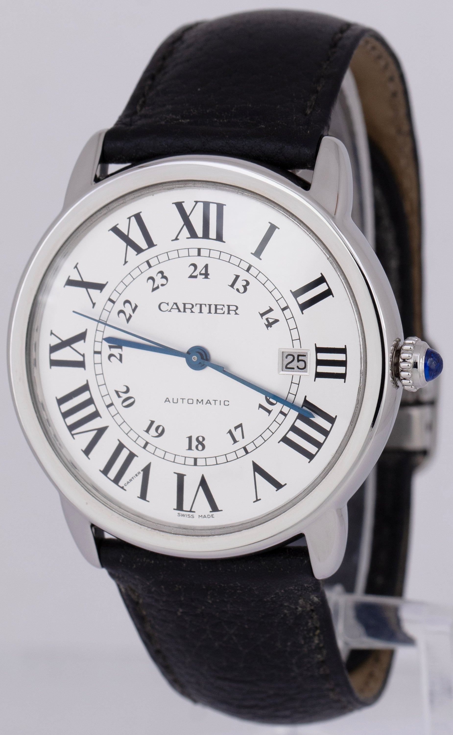 MINT Cartier Ronde Solo XL 42mm Silver Roman Dial Stainless Steel Watc