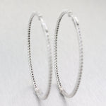 Modern 14k White Gold Extra Large 3ctw Diamond In & Out Hoop Earrings