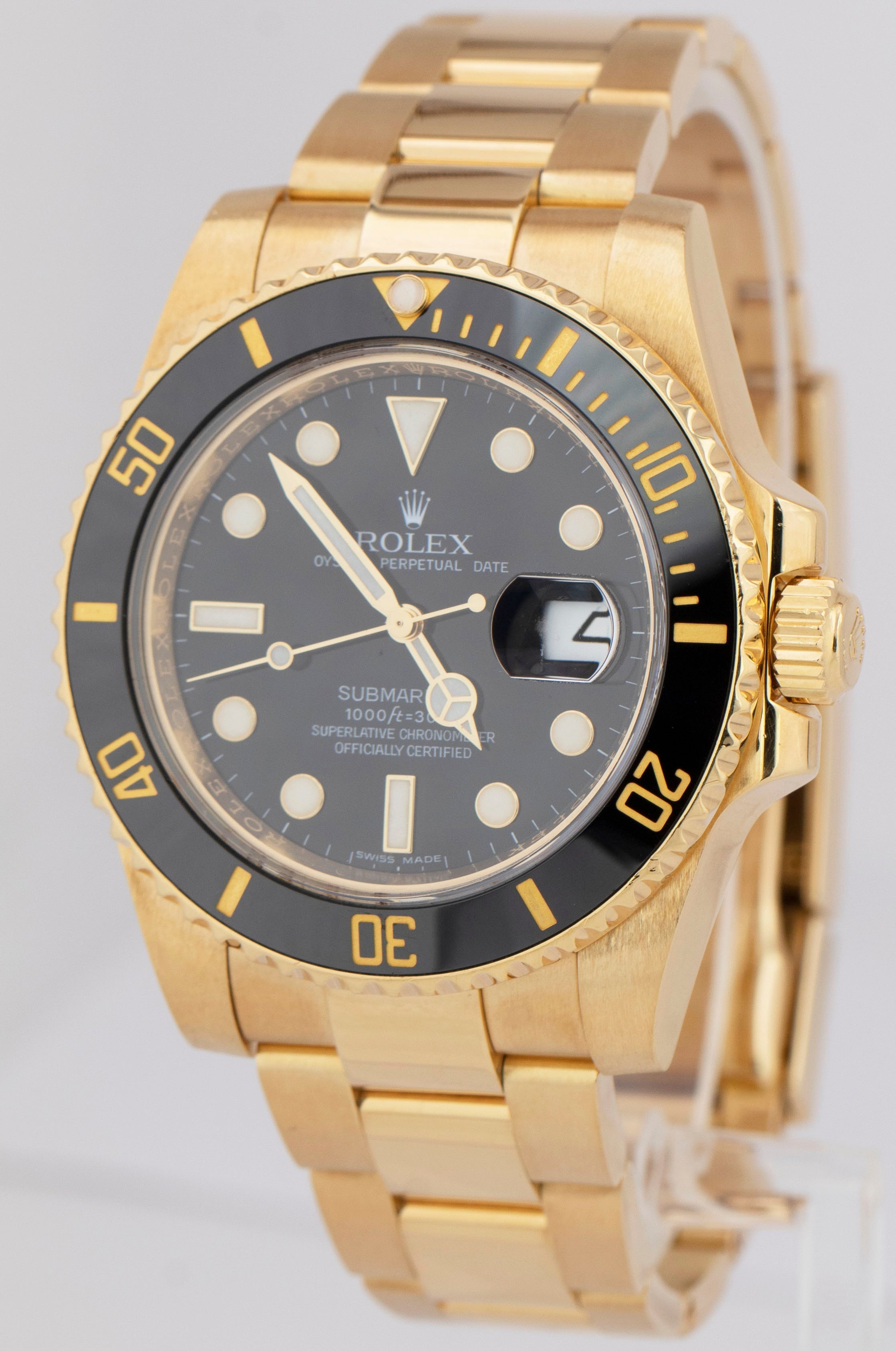 MINT OPEN CARD Rolex Submariner Date 116618 Ceramic Gold Black 40mm Watch B+P