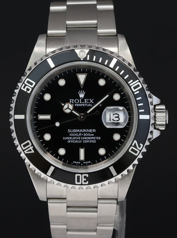 2001 MINT Rolex Submariner Date 16610 Steel Black 40mm Oyster Watch Box