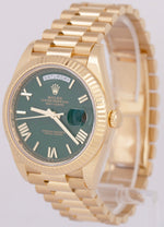 NEW PAPERS Rolex Day-Date President 18K Gold GREEN ROMAN 40mm Watch 228238 BOX