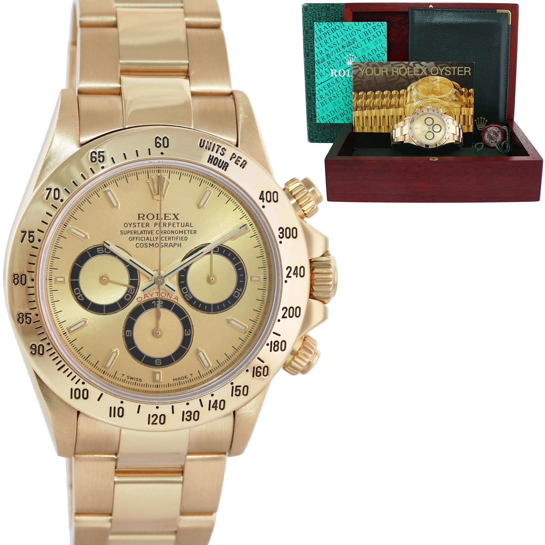 1995 Rolex Daytona 16528 Zenith Champagne Chrono Yellow Gold Watch Box