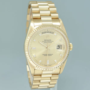 1991 MINT Rolex President Champagne Diamond Double Quick Gold Watch 18238 Box