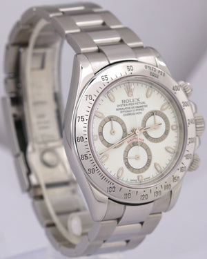 Rolex Daytona WHITE Cream PANNA Stainless F SERIAL THIN HANDS Watch 40mm 116520