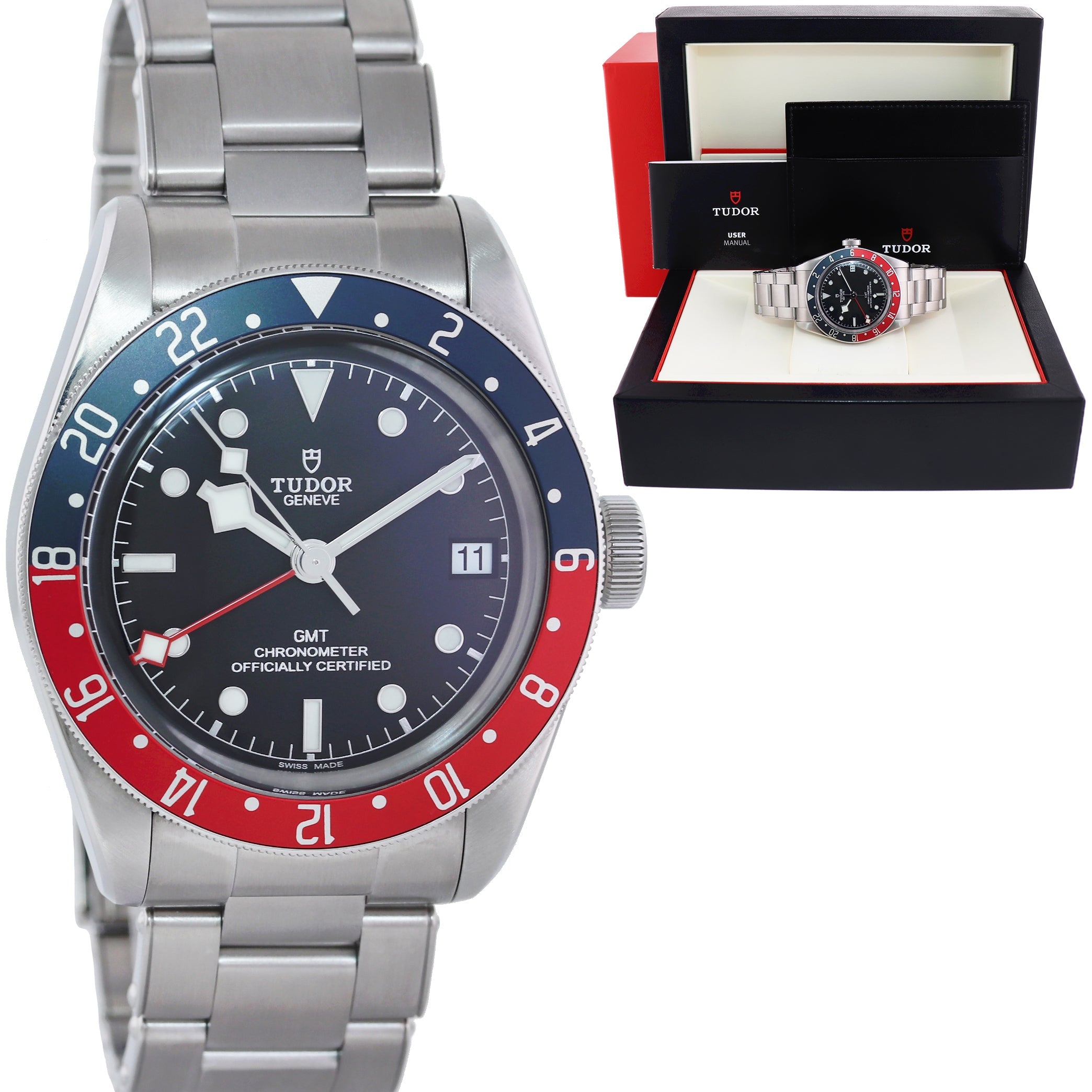 MINT Tudor Black Bay 79830RB Pepsi Steel Black GMT Date 41mm Watch Box