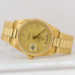 RARE FACTORY BAGUETTE ONLY Rolex Day-Date President Diamond 18238 36mm 18K Watch