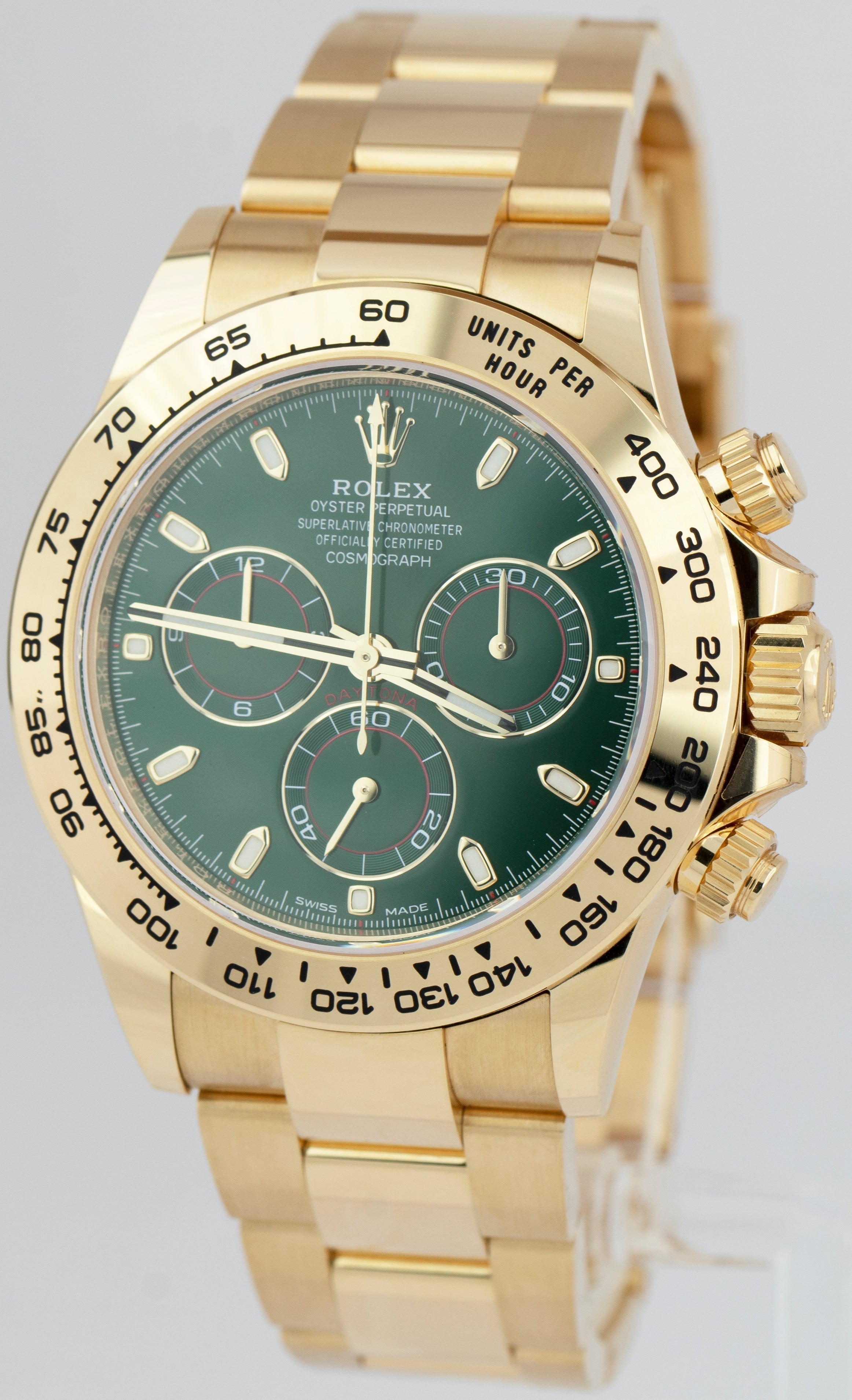 2022 NEW PAPERS Rolex Daytona GREEN DIAL 40mm 18K Yellow Gold Watch 116508 BOX