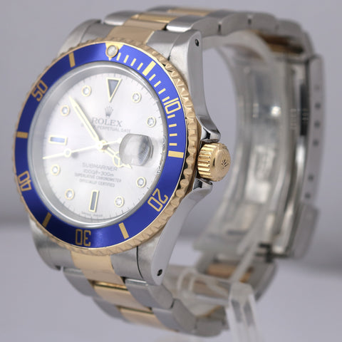 Rolex Submariner Date 40mm SERTI SILVER DIAMOND Two-Tone 18K Gold Steel 16613