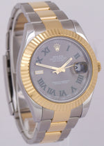 PAPERS Rolex Datejust II WIMBLEDON Two-Tone 18K Gold Oyster 41mm 116333 BOX