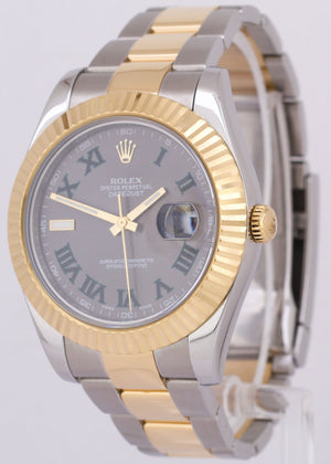 PAPERS Rolex Datejust II WIMBLEDON Two-Tone 18K Gold Oyster 41mm 116333 BOX