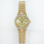 Diamond Ladies Rolex DateJust President 26mm 6700 18k Yellow Gold Watch Box