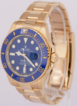 MINT PAPERS Rolex Submariner Date 41 18K Yellow Gold Blue Watch 126618 LB BOX