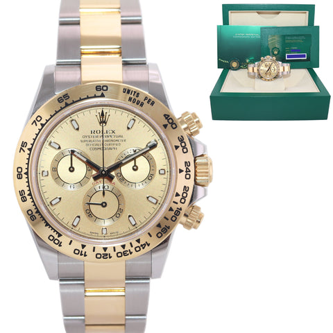 2022 NEW PAPERS Rolex Daytona 116503 Champagne Chrono Two Tone Gold Watch Box