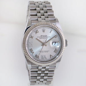 2023 NEW Rolex DateJust Silver Diamond Roman 126234 Steel Jubilee Watch Box