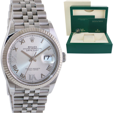 2023 NEW Rolex DateJust Silver Diamond Roman 126234 Steel Jubilee Watch Box