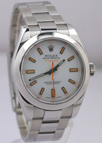 MINT Rolex Milgauss WHITE Orange Stainless Steel 40mm 116400 Oyster Watch